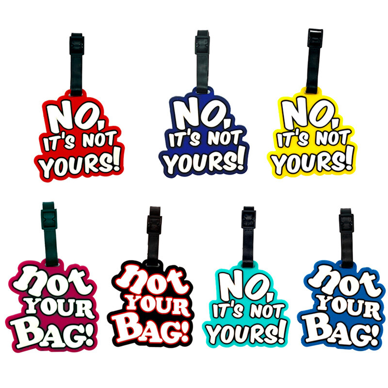 "당신의 가방이 아님" 만화 패션 크리에이티브 레터 여행 수하물 태그 여행 가방 실리콘 휴대용 라벨 이름 ID 가방 식별기