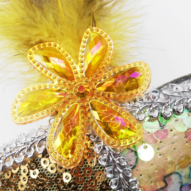 Sequins Feather Half Face Eye Masks Stage Performance Halloween Dance Masquerade Party Adjustable Mask Supplies Decoration Props