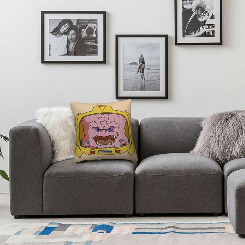Krang quadrado fronha de linho poliéster veludo criativo zip decoração travesseiro caso sofá seater capa de almofada