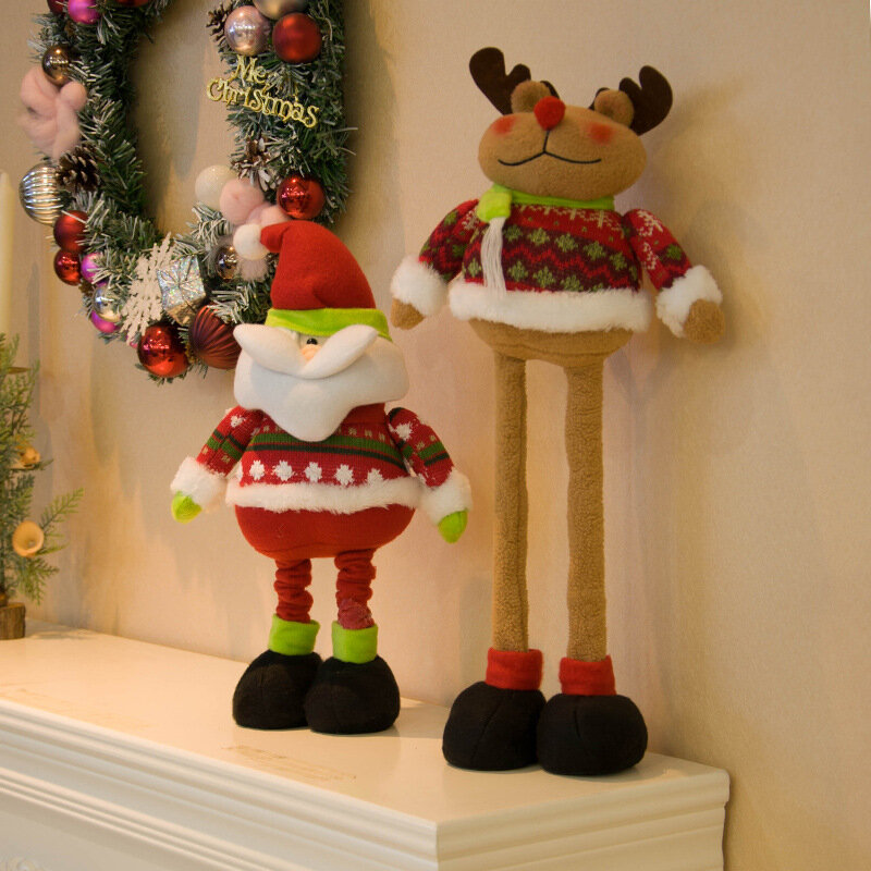 Выдвижная Рождественская кукла, искусственная для дома, Рождественское украшение, рождественский подарок для детей, новый год 2022