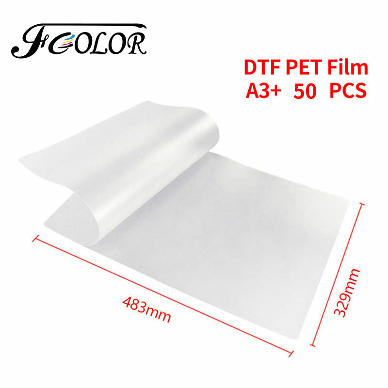 FCOLOR 50 fogli A3 + DTF PET Film per Epson XP600 DX5 DX6 1390 4720 L800 L805 L8050 L1800 DTF stampante pellicola a trasferimento termico