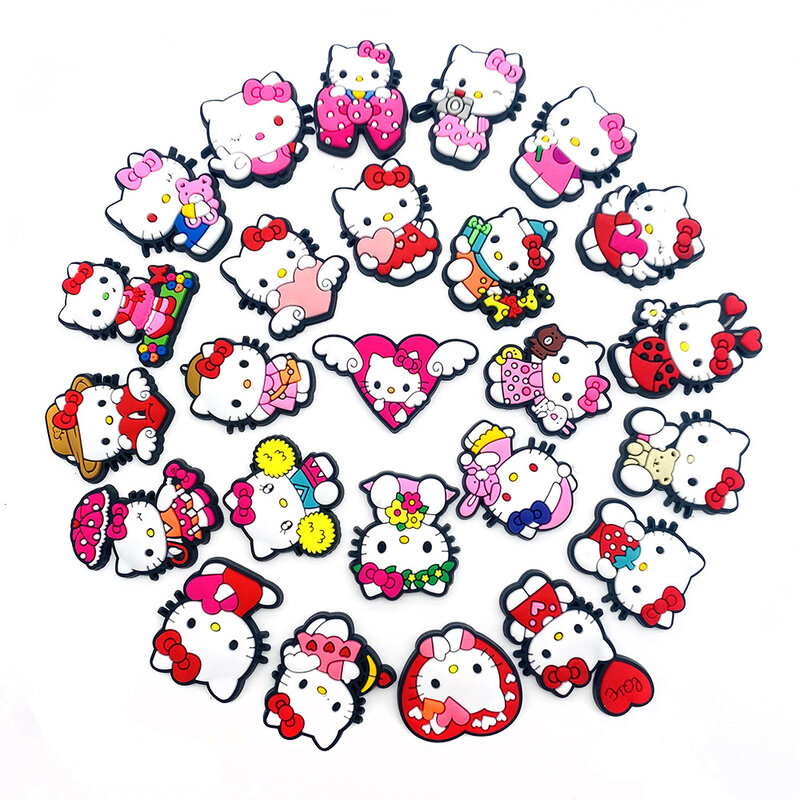 سحر الأحذية البلاستيكية Sanrio-Hello Kitty للأطفال ، إكسسوارات قباقيب ذاتية الصنع ، صنادل كرتون ، تزيين ، هدايا حفلات ، 25: 50 لكل طقم