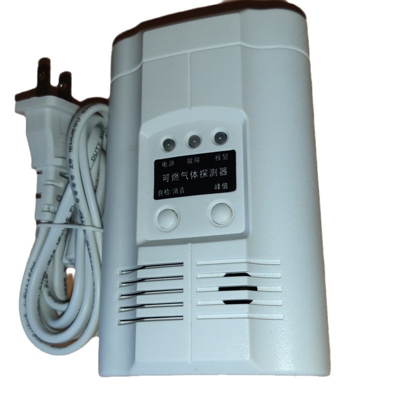Detector de Gas independiente AC220V con enchufe y alarma de Gas Combustible, Detector de Gas GLP en inglés