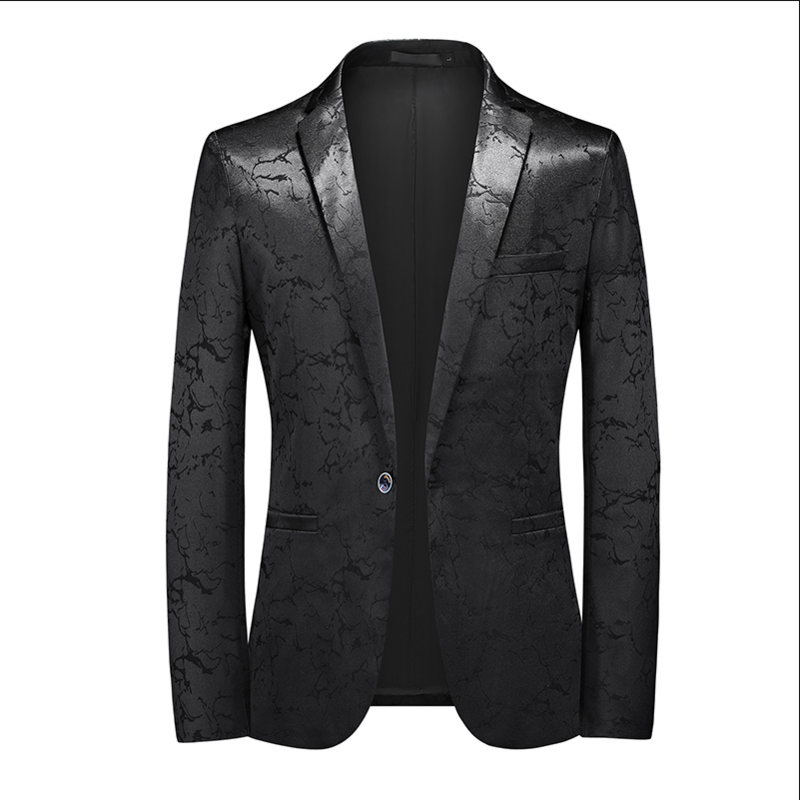 새로운 남성 비즈니스 사교 정장 재킷 패션 남성 싱글 브레스트 드레스 남성 자카드 재킷