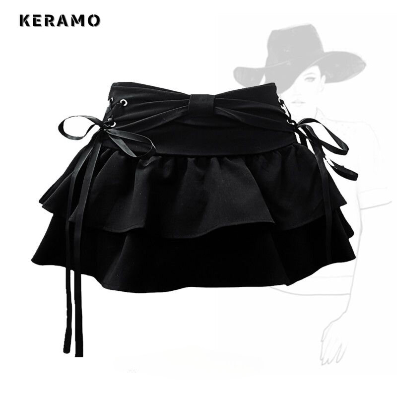 Minifalda vaquera con lazo de cintura alta para mujer, faldas ajustadas, estilo Retro, informal, Punk, Sexy, Y2K, 2024