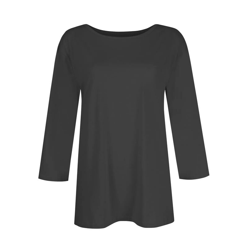 Camiseta veraniega De manga tres cuartos para Mujer, Top veraniego con cuello redondo, versátil e informal