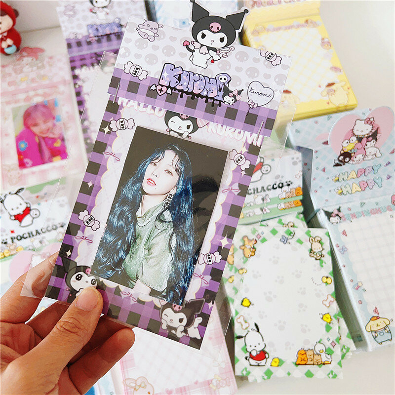 Random 100pcs Sanrio Family Cute Cartoon Pattern Card  Gift Packaging Material Bookmark Decoration Paper Card Stationery Set