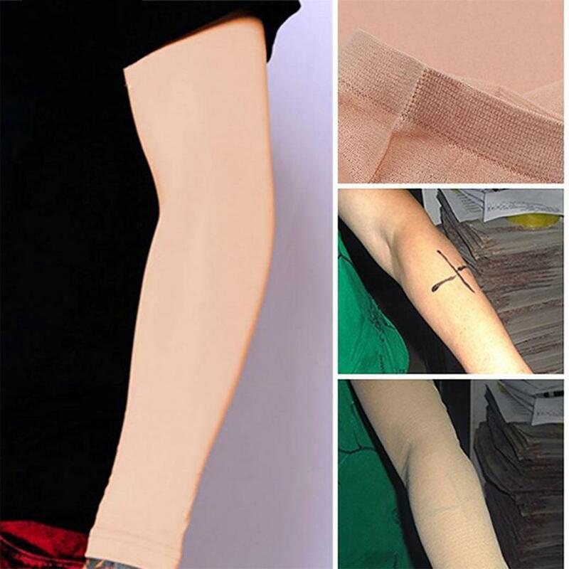 1 szt. Letnia osłona przeciwsłoneczna dla kobiet męska osłona na tatuaż rękawy uciskowe opaski na przedramię kolor skóry W8J7