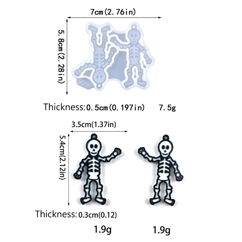 الايبوكسي هندسية الهيكل العظمي البشري أقراط قلادة قالب المفاتيح قالب من السيليكون 517F