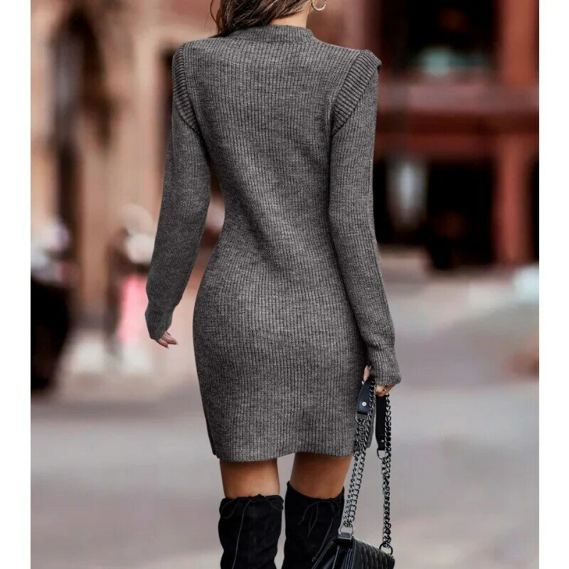 Suéter con cuello redondo para mujer, ropa de lana, abrigo de mezcla, suéteres de moda para mujer, vestido de calle de gran tamaño, novedad
