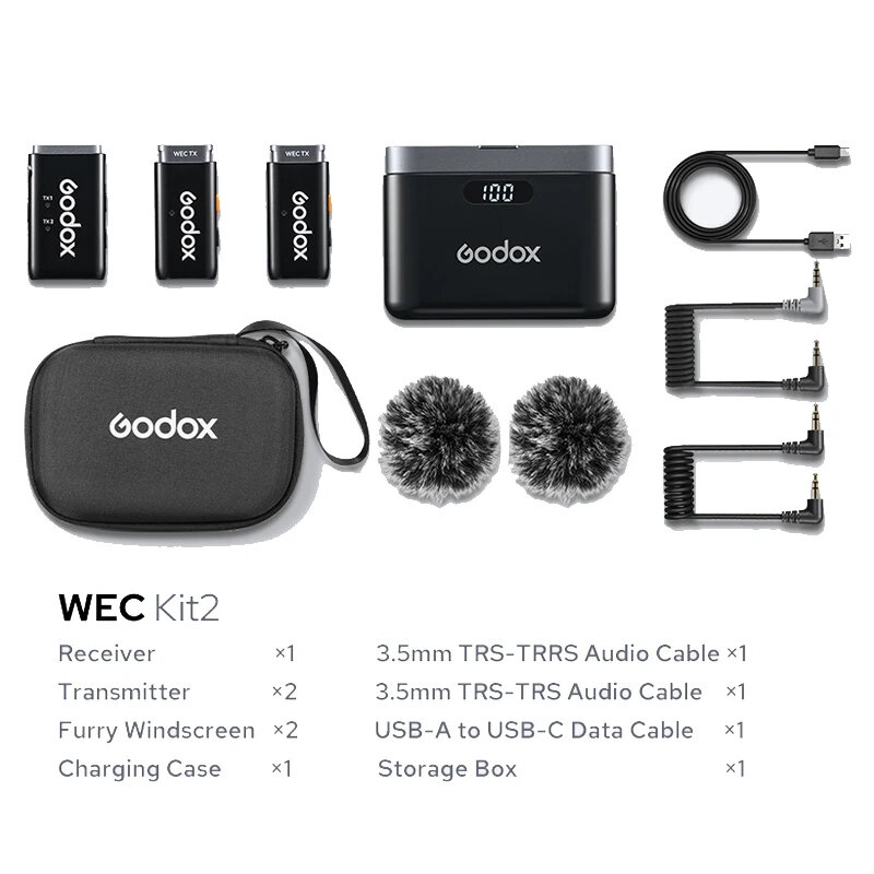 Беспроводной петличный микрофон Godox WEC, 2,4 ГГц, для камеры, DSLR, смартфона