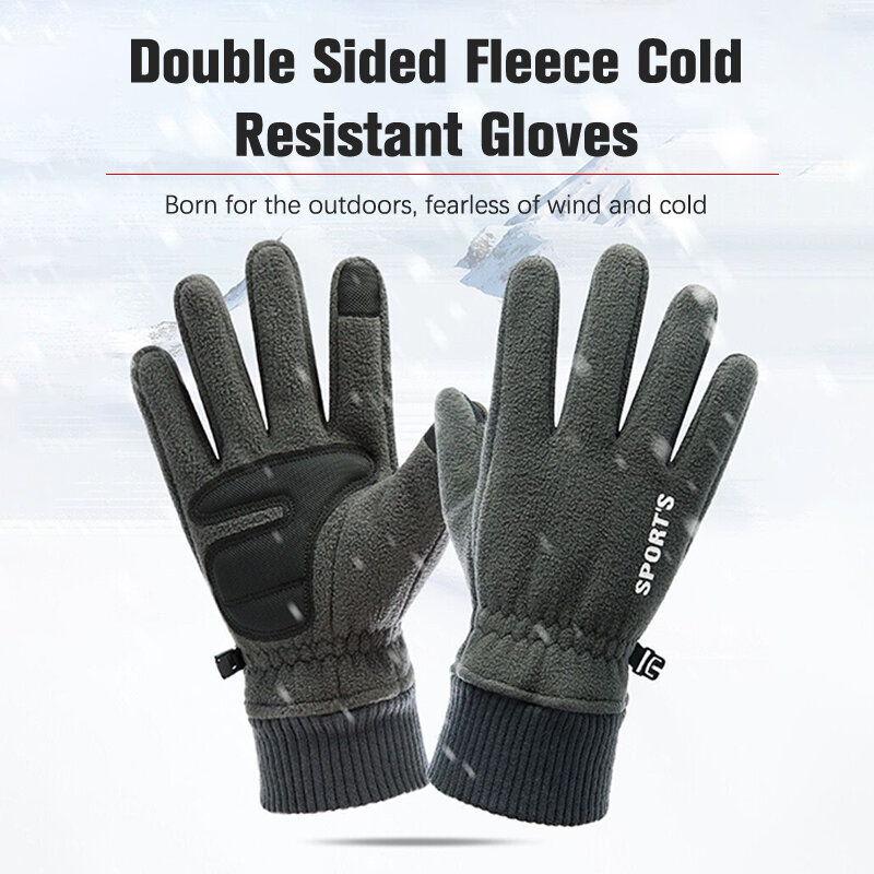 Guantes de invierno con pantalla táctil para hombre, de doble grosor guantes cálidos, a prueba de viento, antideslizantes, para conducir y pescar al aire libre