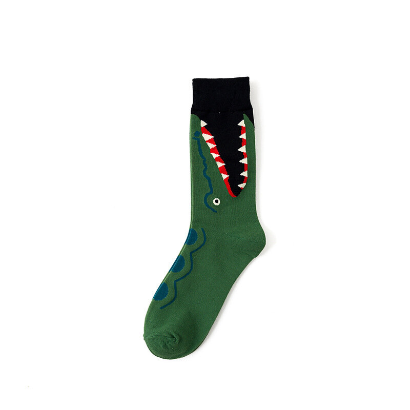 Colorful Cotton Men Socks Fashion Crazy Funny Novely Zebra Striped Crocodile Shark Pattern Harajuku Party Socks For Gifts