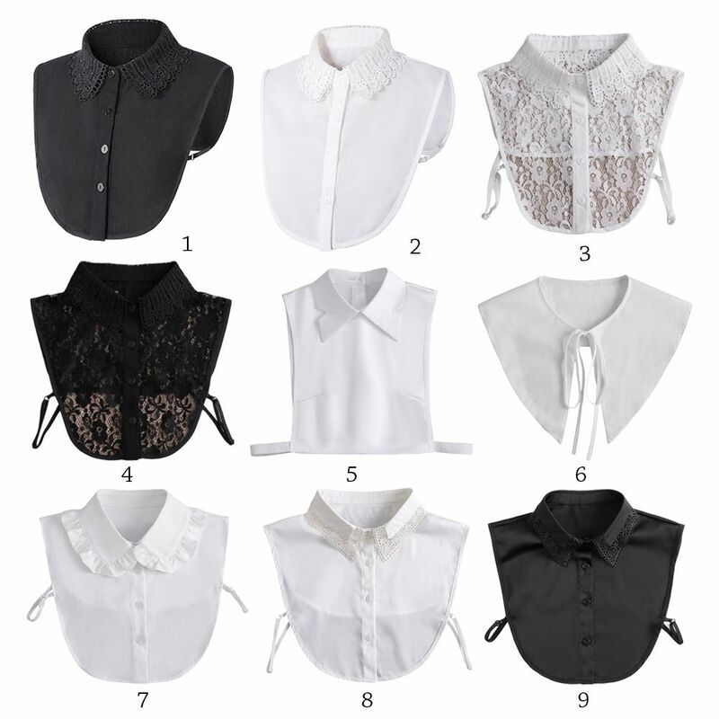 Blusa feminina de gola falsa, camisa clássica, colarinho falso, roupas de lapela, algodão, acessórios