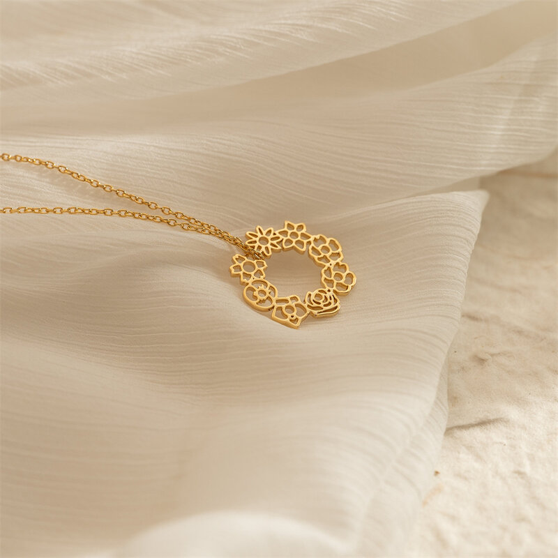 Nuova collana di fiori di nascita collana personalizzata con anello di ghirlanda di Bouquet per le donne regalo di compleanno personalizzato Collares Mujer Tendencia 2024