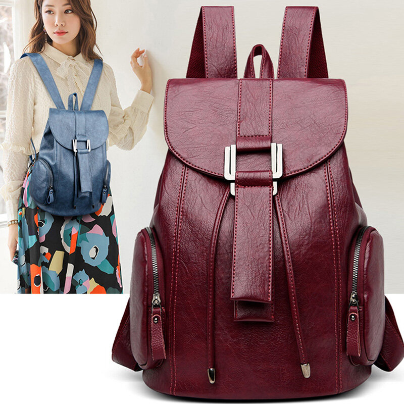 High Quality Leather Backpack Woman New Arrival Fashion Female Backpack String Bags Large Capacity School Bag Mochila Feminina