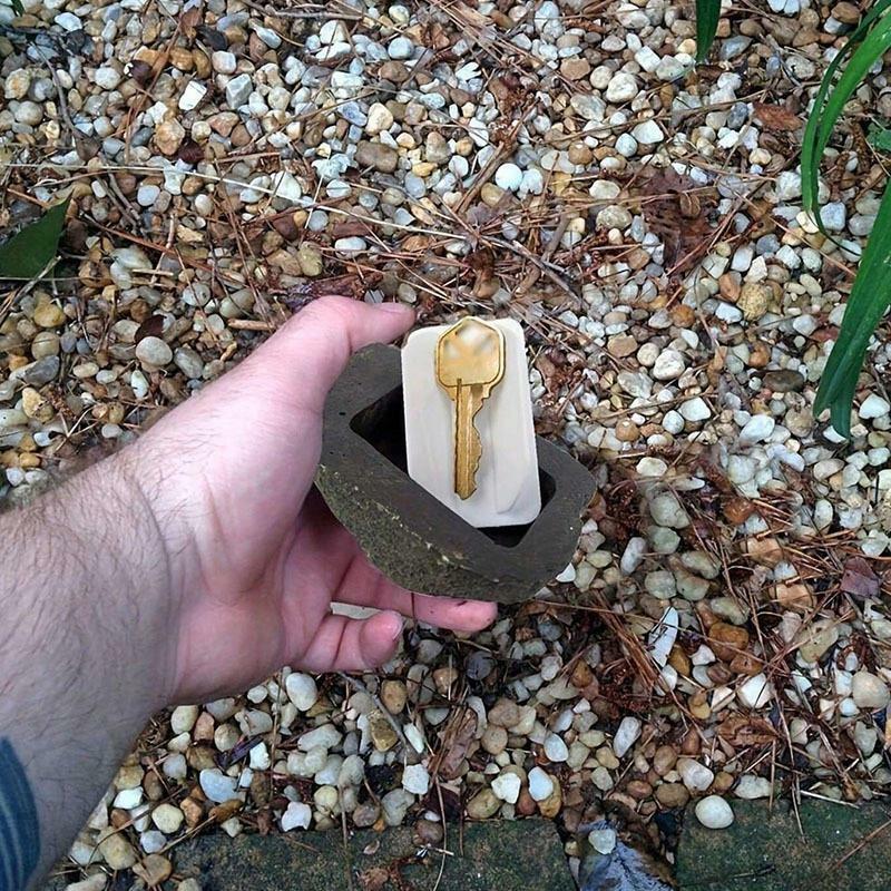 Porta-chaves de pedra com compartimentos secretos Cofres de desvio seguros Rock Hider Resistente às intempéries, Enfeites de jardim decorativos