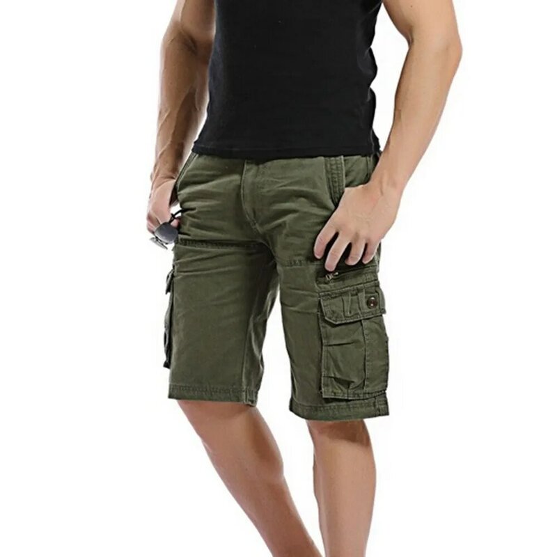 2024 letnie modne męskie spodenki robocze w stylu Cargo luźne proste krocze z wieloma kieszeniami na co dzień pięciopunktowe spodnie