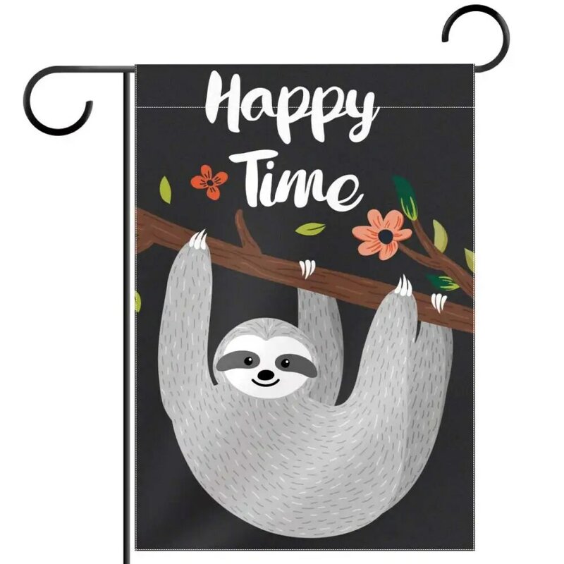 A Sloth Perched on A Tree Trunk Garden Flag Cute Animal Yard Flags Double Sided House Outdoor Yard Flag for Patio Lawn Farmhouse
