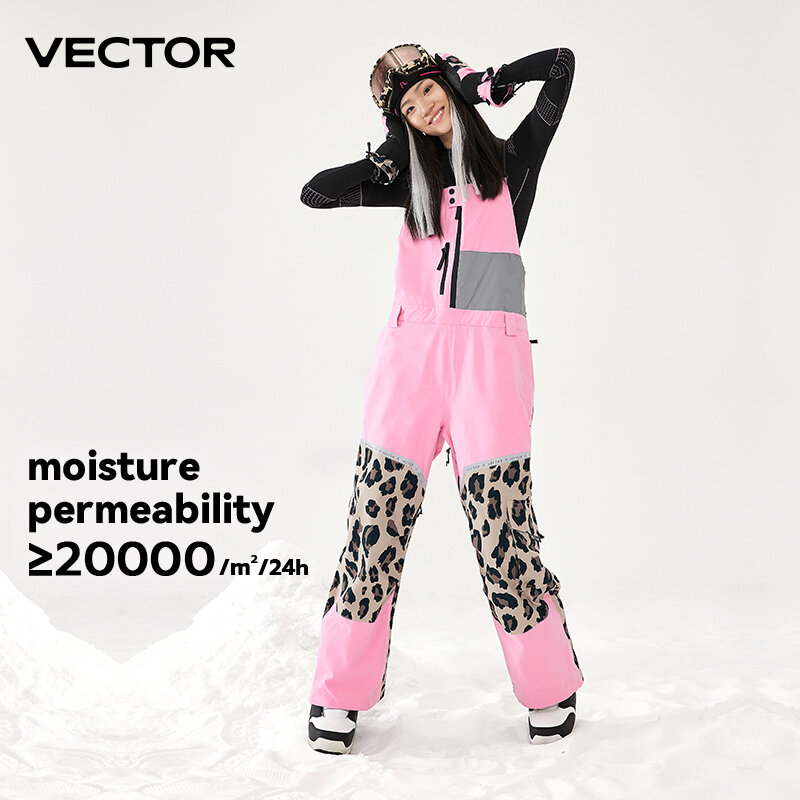 VECTOR-pantalones de esquí gruesos para hombre y mujer, mono recto, babero de esquí, impermeable, cálido, a prueba de viento, para deportes al aire libre, Snowboard