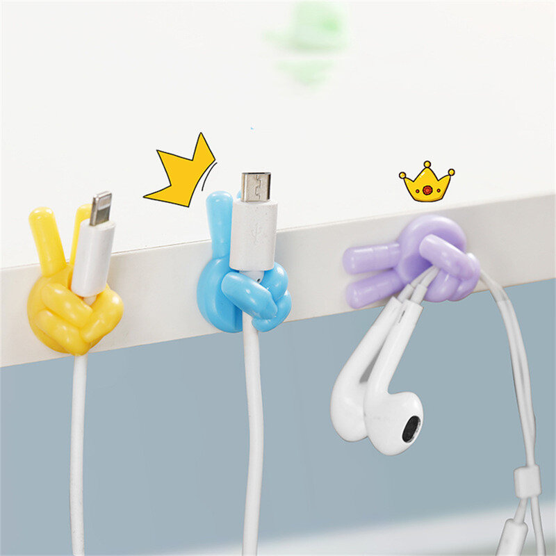 5PCS Silicone Thumb Hook Self-Adhesive Wall Decor Key Hanger Towel Hooks Data Cable Clip Toothbrush Holder Wire Desk Organizer