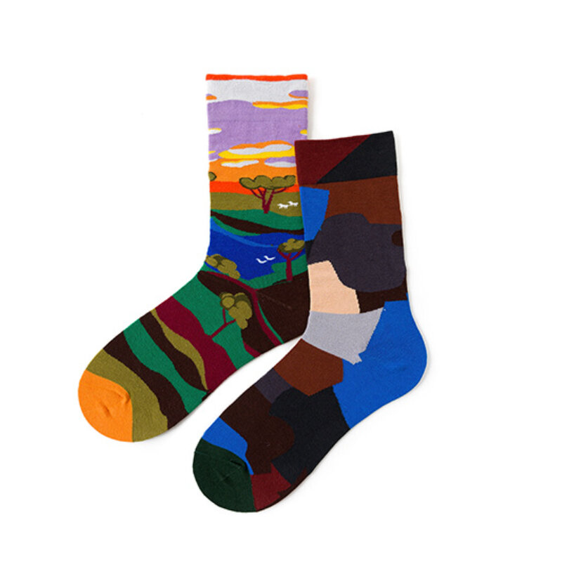 Мужские яркие разноцветные масляные мужские носки