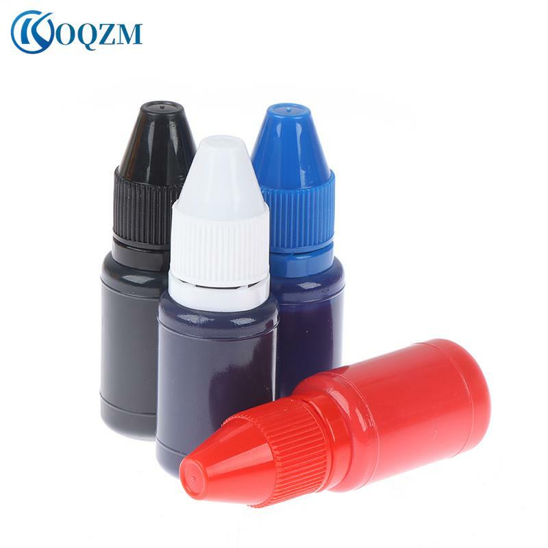 Tinta de estampagem rápida de secagem instantânea, tinta autocolante, óleo fotossensível, cor preta e azul, 10ml, 6x2cm