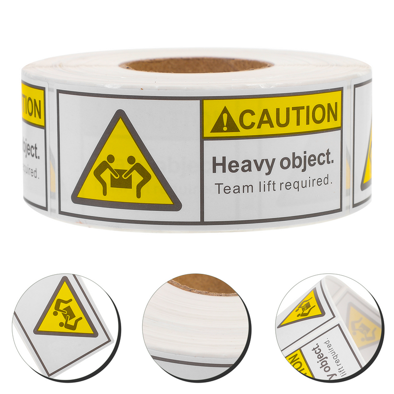 Cuidado Heavy Tag Amarelo Fluorescente, Manipulação de Paletes Etiquetas, Team Lift Embalagem do Transporte, Rolo de 500 adesivos