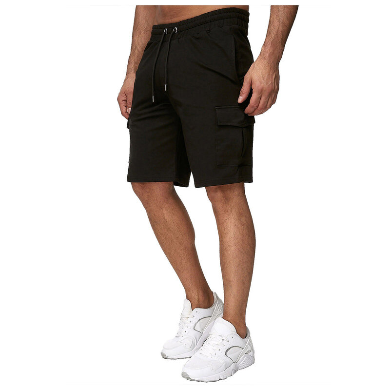 2024 Summer Men Hot Shorts Light Weight Thin Running Squat Fitness Sports Shorts Men Drawstring Large Size Solid Color Shorts