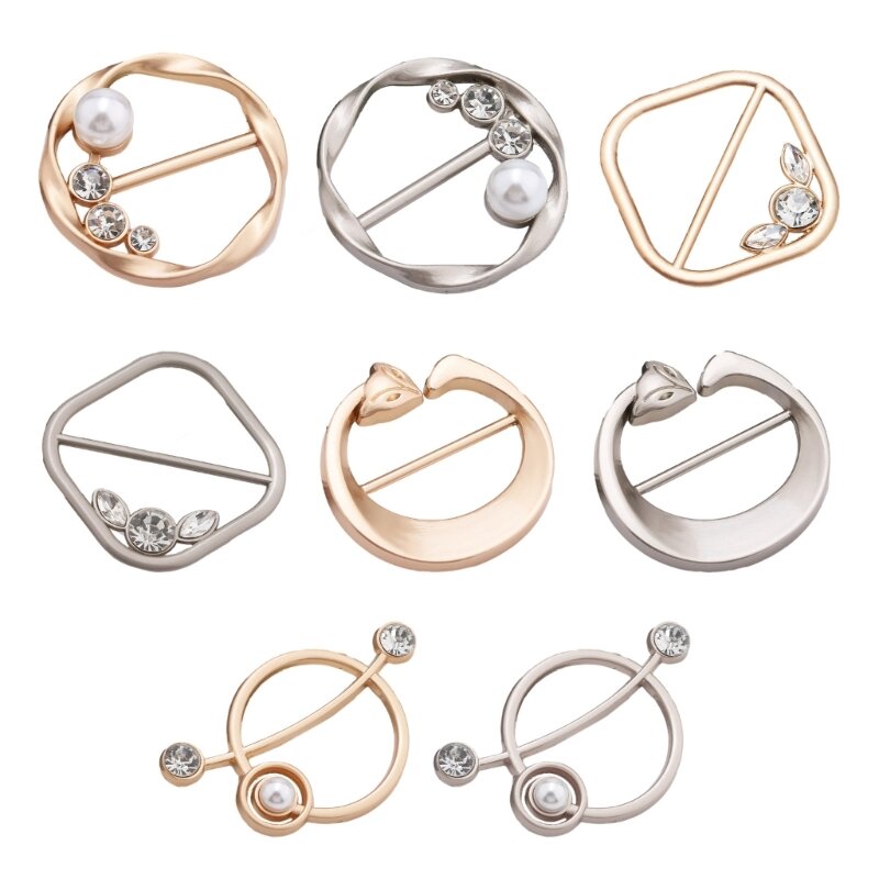 Metal Round Brooch Ring for T-Shirt Hem Corner Knotted Brooch Pin Lady Accessory