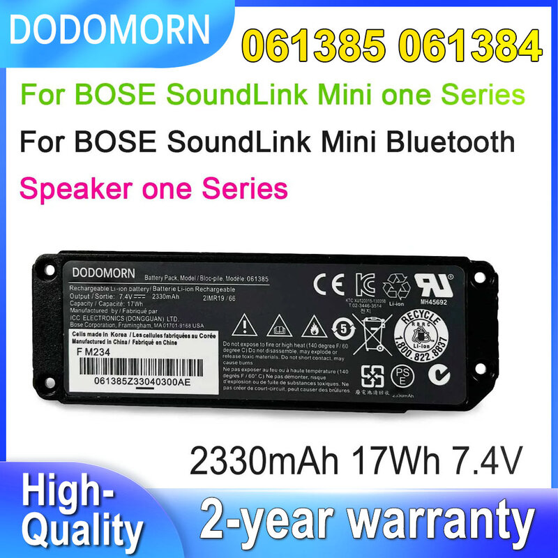 DODOMORN baterai 061384 061386 061385 untuk BOSE SoundLink Mini 1 Bluetooth Speaker Series 2IMR19/66 7.4V 17Wh 2330mAh tersedia