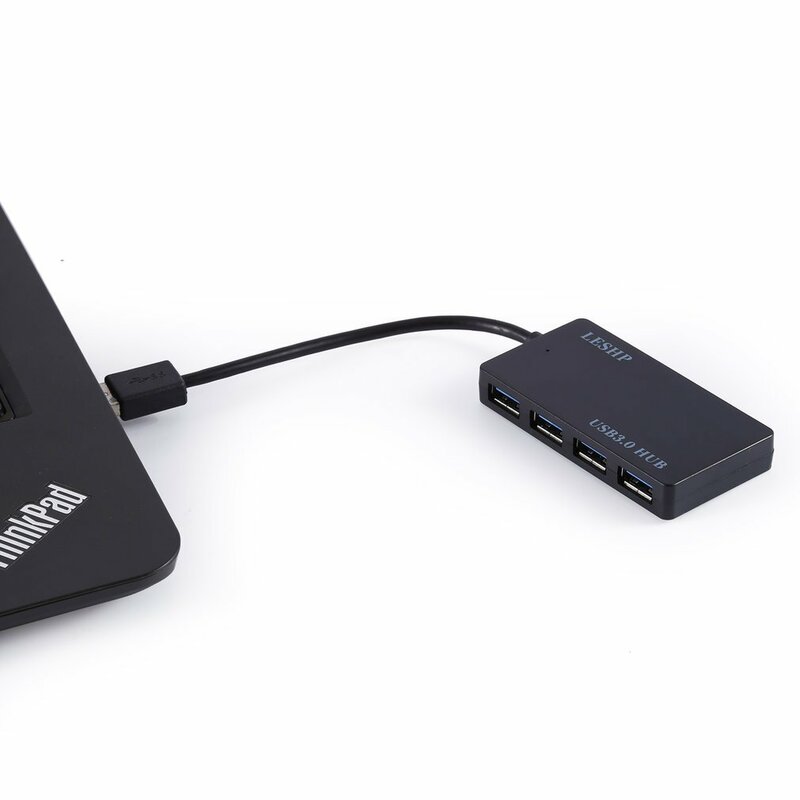 LESHP-HUB USB 3,0 de cuatro puertos, diseño ultrafino, Plug and Play, fácil de usar y transportar, transmisión de alta velocidad (5Gbps)