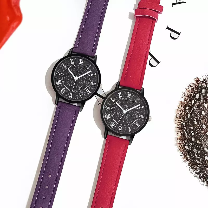 ساعات يد كوارتز بتصميم بلوري للنساء ، حزام جلدي ، ساعة غير رسمية ، هدية للسيدات ، موضة