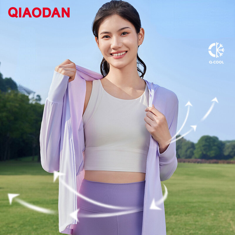 Qiaodan เสื้อผ้ากันแดดสำหรับผู้หญิง, UPF100ใหม่ + น้ำหนักเบาระบายอากาศได้ดี XWD22244326เสื้อโค้ทลำลองกลางแจ้ง