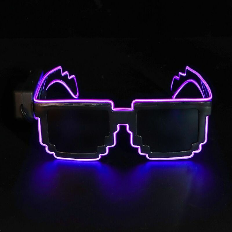 Kacamata LED mosaik nirkabel kacamata Neon pesta ulang tahun Halloween pesta klub malam warna Neon Rave