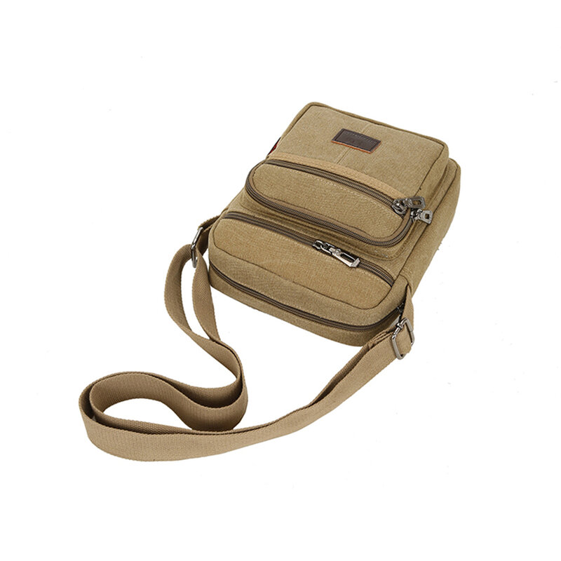 Retro Men'S Canvas Bag Flip Shoulder Messenger Bag Leisure Satchel Zipper Multifunctional Travel Men'S Public Bag