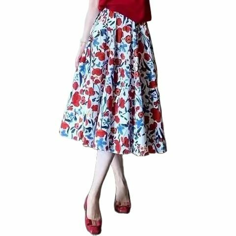 Grace Suit European American Style Flower Print Color Matching Short Sleeved Dress For Women'S Large Swing Dresses 2024