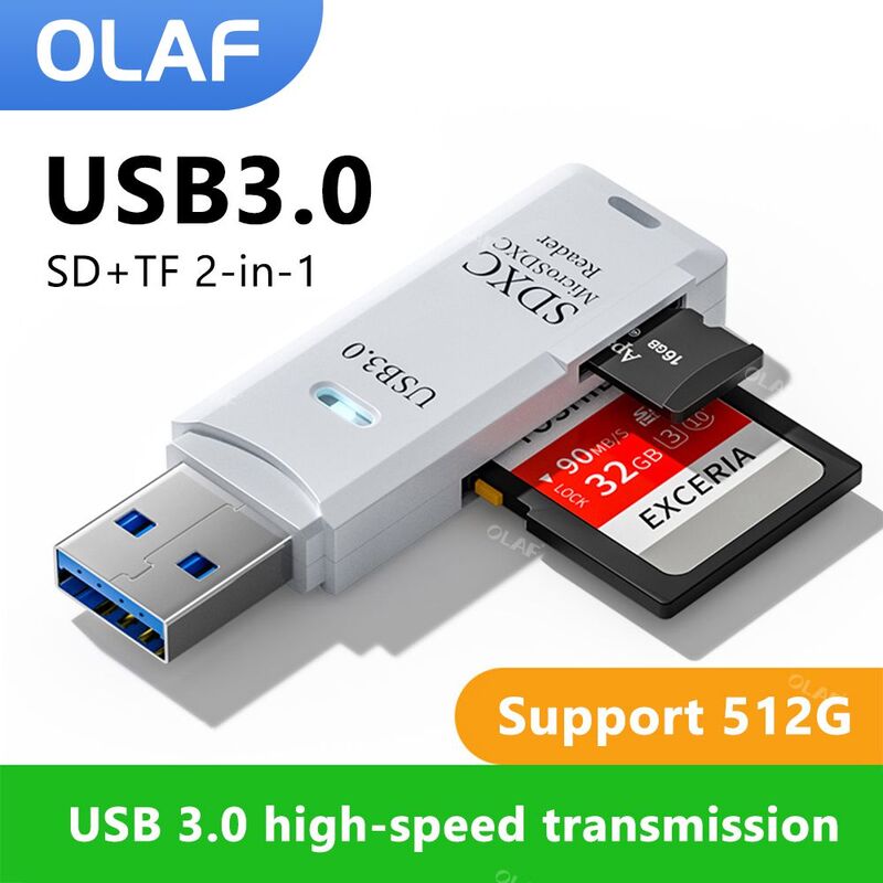 Lecteur de carte mémoire micro SD TF USB 3.0, adaptateur de lecture, haute vitesse, 2 en 1, pour téléphone, PC, ordinateur portable, accessoires, disque U