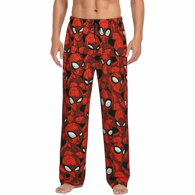 Pantalones cortos de pijama de Spiderman para hombre, ropa de dormir y bolsillos con cintura elástica, Anime personalizado