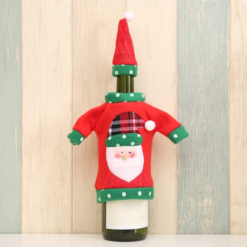 Рождественские украшения, крышки для бутылок красного вина со шляпой для рождественской вечеринки, Нового года 2023, декор для