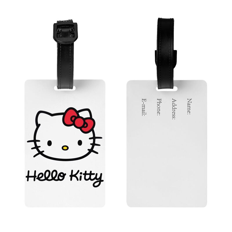 Etiqueta de equipaje personalizada Sanrio Hello Kitty con tarjeta de nombre, cubierta de privacidad, etiqueta de identificación para bolsa de viaje, Maleta