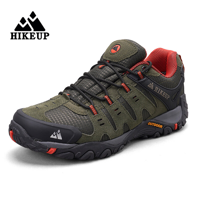 HIKEUP-Sapatos de Caminhada em Camurça Masculina, Resistente ao Desgaste, Exterior, Trekking, Caminhada, Caça, Tênis Táticos