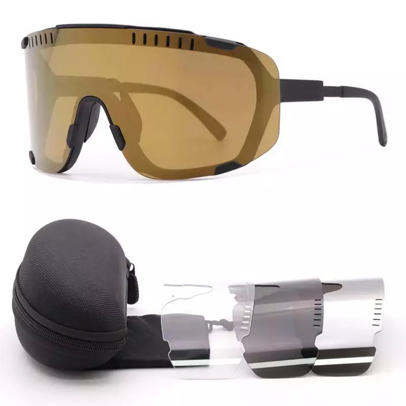 DEVOUR kacamata hitam bersepeda terpolarisasi, kacamata 4 lensa sepeda gunung, kacamata olahraga sepeda MTB untuk pria dan wanita