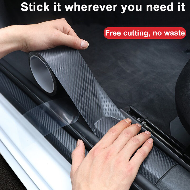 Nano Carbon Fiber Car Sticker Paste Protector Strip DIY Automotive Protective Film Auto Door Sill Side Mirror Anti Scratch Tape