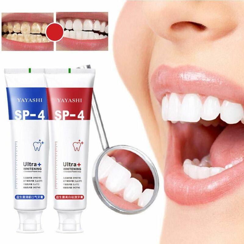 ยาสีฟันโปรไบโอติก SP-4 1ชิ้นช่วยให้ฟันสว่างขึ้นลดคราบจุลินทรีย์ยาสีฟันซ่อมแซมสีเหลือง