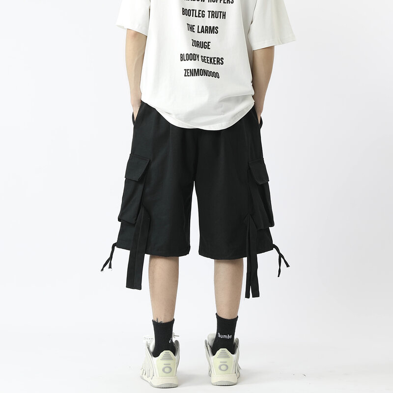 Pantalones cortos de carga para hombre, ropa de talla grande con cordón, estilo coreano, de lujo, para el trabajo, 3XL, 2023