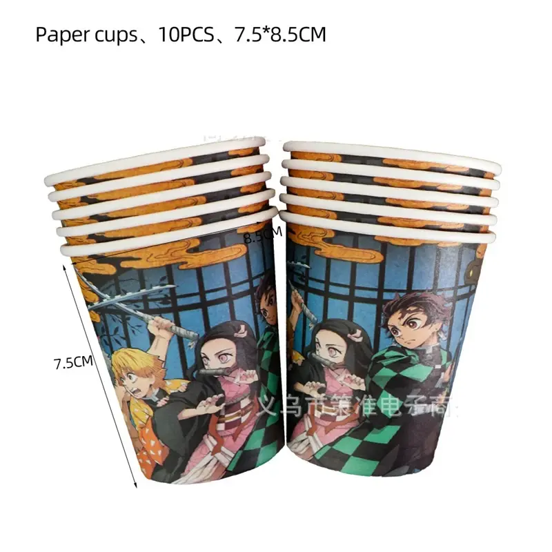 악마 슬레이어 야이바 생일 파티 커트레이 플레이트 컵 냅킨 풍선 애니메이션 베이비 샤워 장식 파티 용품
