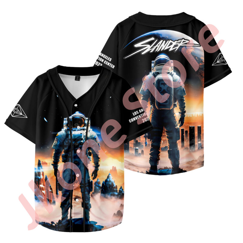 Jaqueta de beisebol Slander masculina e feminina, camiseta Merch com novo logotipo, streetwear casual de manga curta, moda