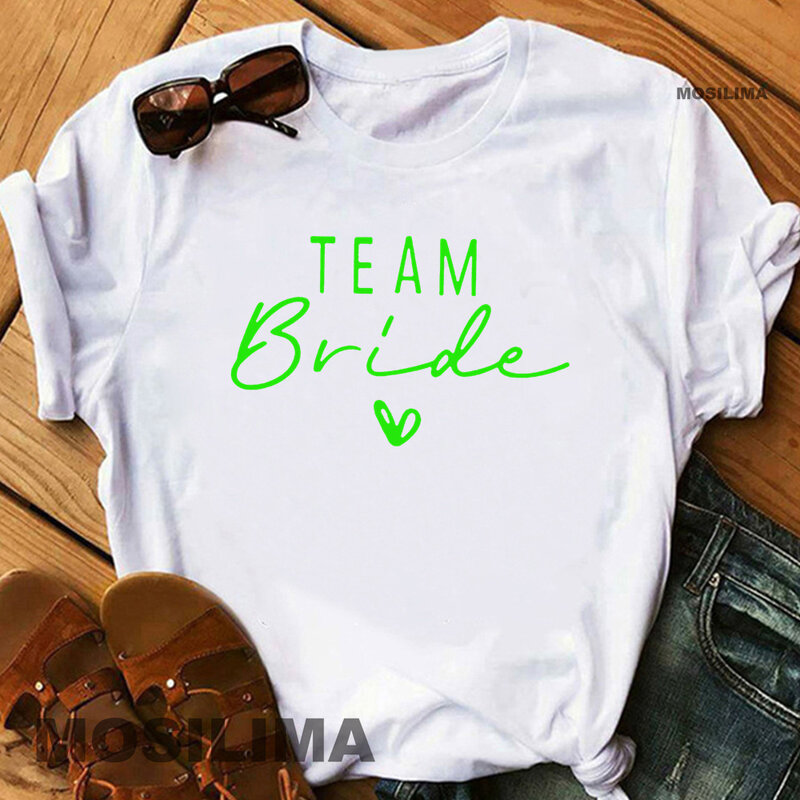 여성 팀 신부 샤워 암탉 파티 신부 들러리 티셔츠, 2022 소녀 웨딩 여성 상의 티