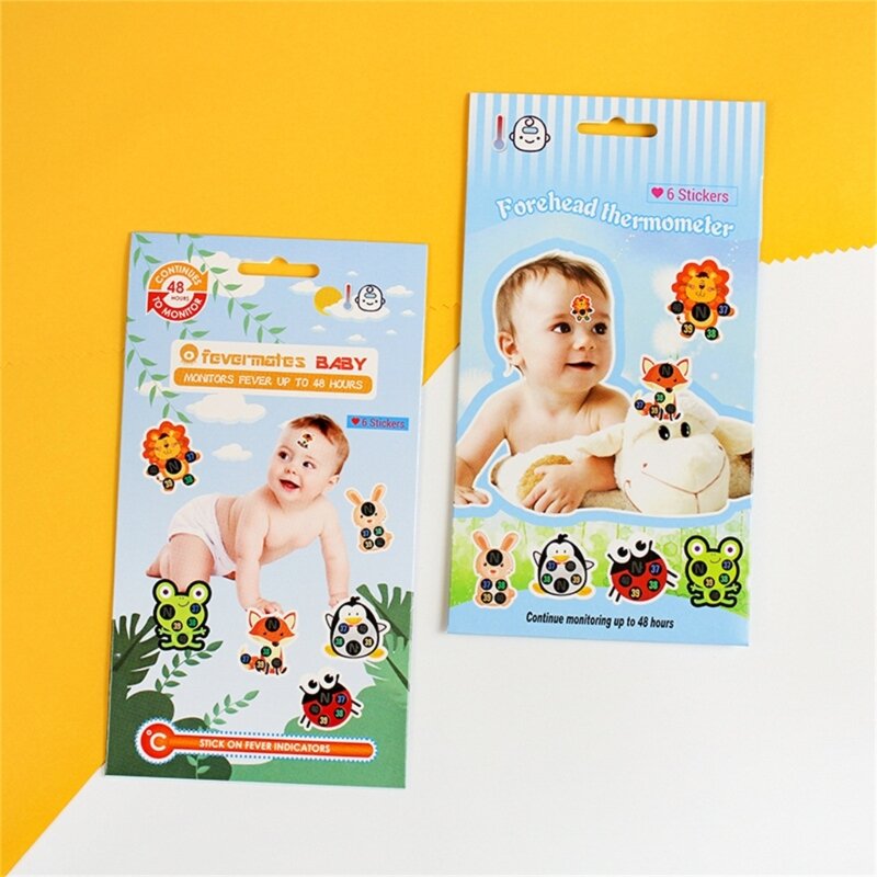 Stick-On Fever Cartoon Forehead Fever Stickers Temperature Fever Patch for Kids Baby Adults Home Supplies